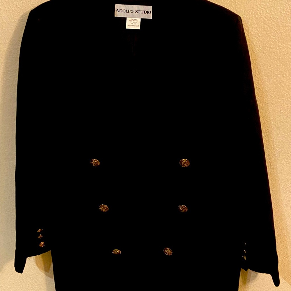 BLACK DOUBLE BREASTED SIZE 14P WOMENS / LADIES BLAZER / JACKET